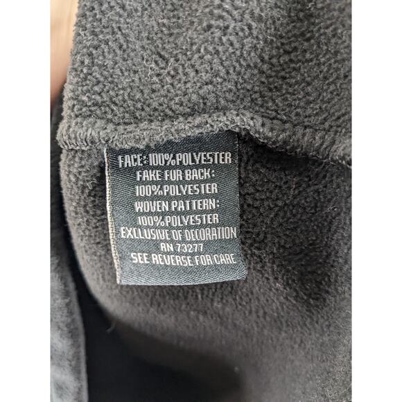 Fila Sport Faux Fur Fleece Jacket M Black Full Zip Tribal Boho Long Sleeve Layer - Picture 6 of 13